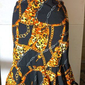 Black and Gold Chain Pattern Skirt, (1x-2x)